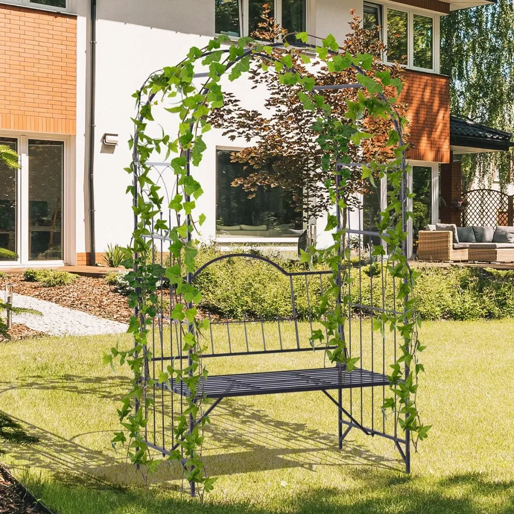 Bench with rose arch black