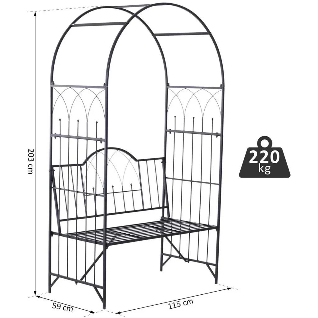 Bench with rose arch black