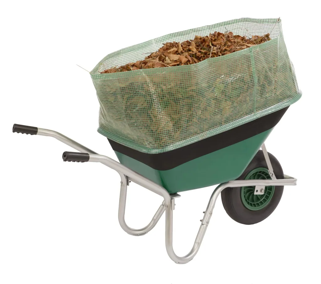 Professional wheelbarrow 100 l with leaf and grass collector attachment