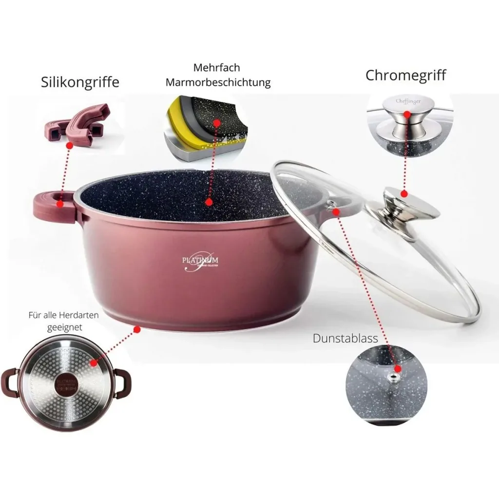 Roasting pan/cabinet - with lid - 28 cm - Burgundy