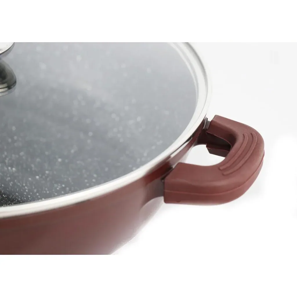 Roasting pan/cabinet - with lid - 28 cm - Burgundy