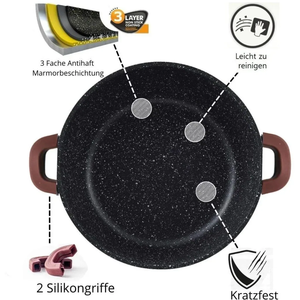 Roasting pan/cabinet - with lid - 28 cm - Burgundy