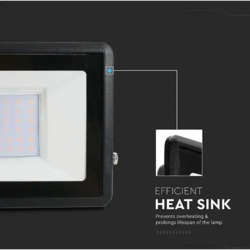 VT-138 LED Floodlight - 30 W - 2340 Lm - 6500K - Black