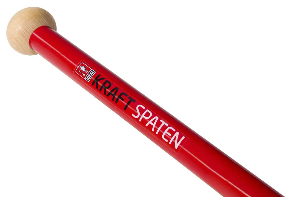 Spade, power spade, blade thickness 5 mm, powder-coated, ground blade, wooden knob, steel tube handle 92 cm