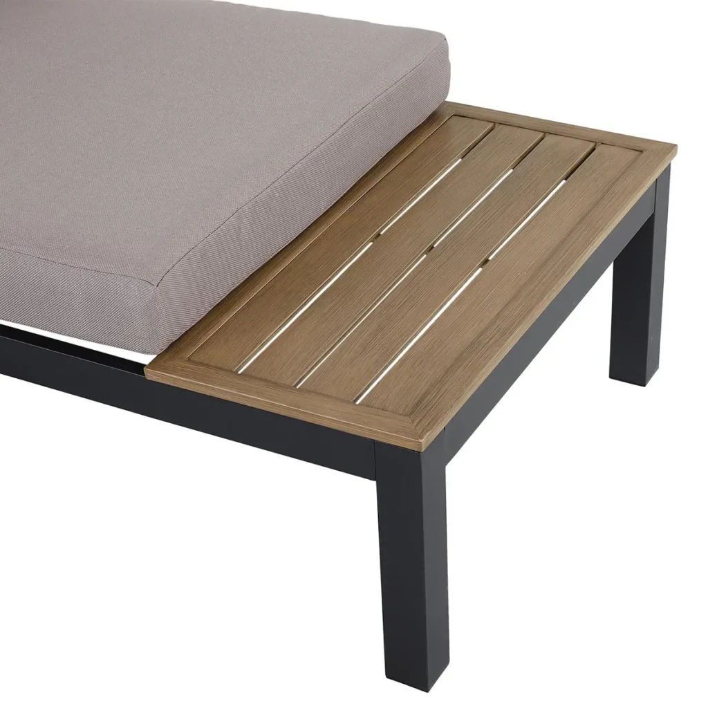 3-piece garden furniture set with side table, sofa with cushions, outdoor, aluminum, 164 x 74 x 69 cm