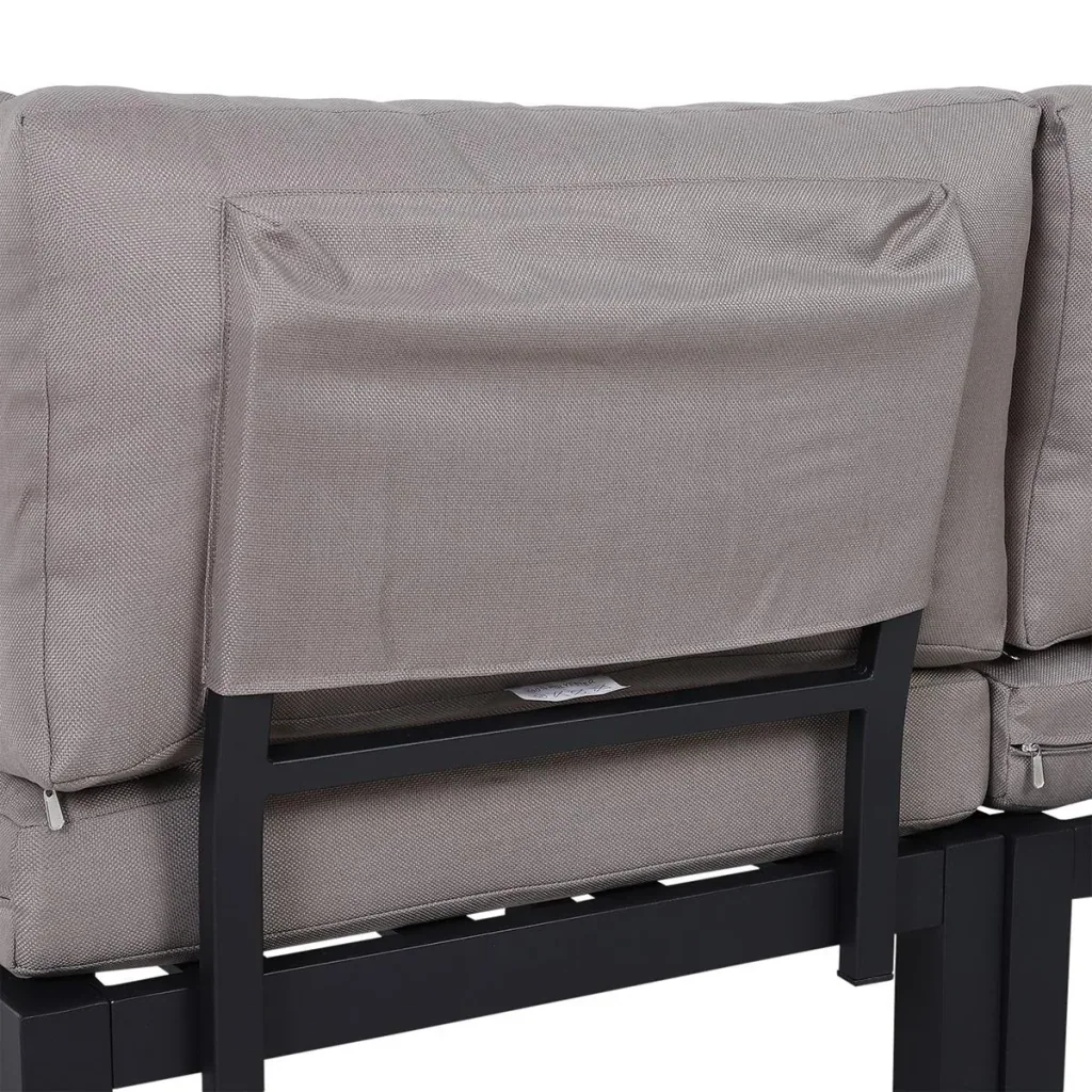 3-piece garden furniture set with side table, sofa with cushions, outdoor, aluminum, 164 x 74 x 69 cm