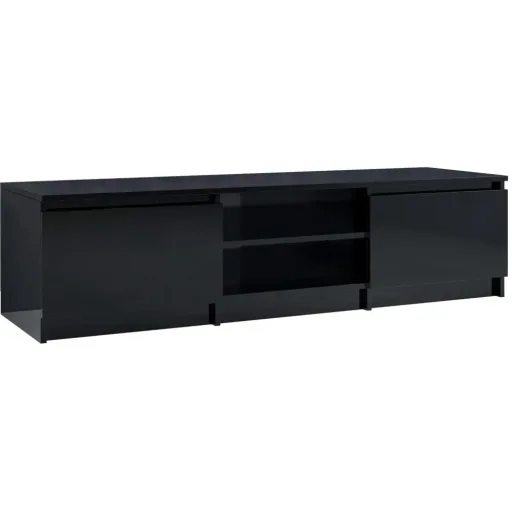 TV cabinet 140x40x35.5 cm chipboard high-gloss black