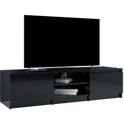 TV cabinet 140x40x35.5 cm chipboard high-gloss black