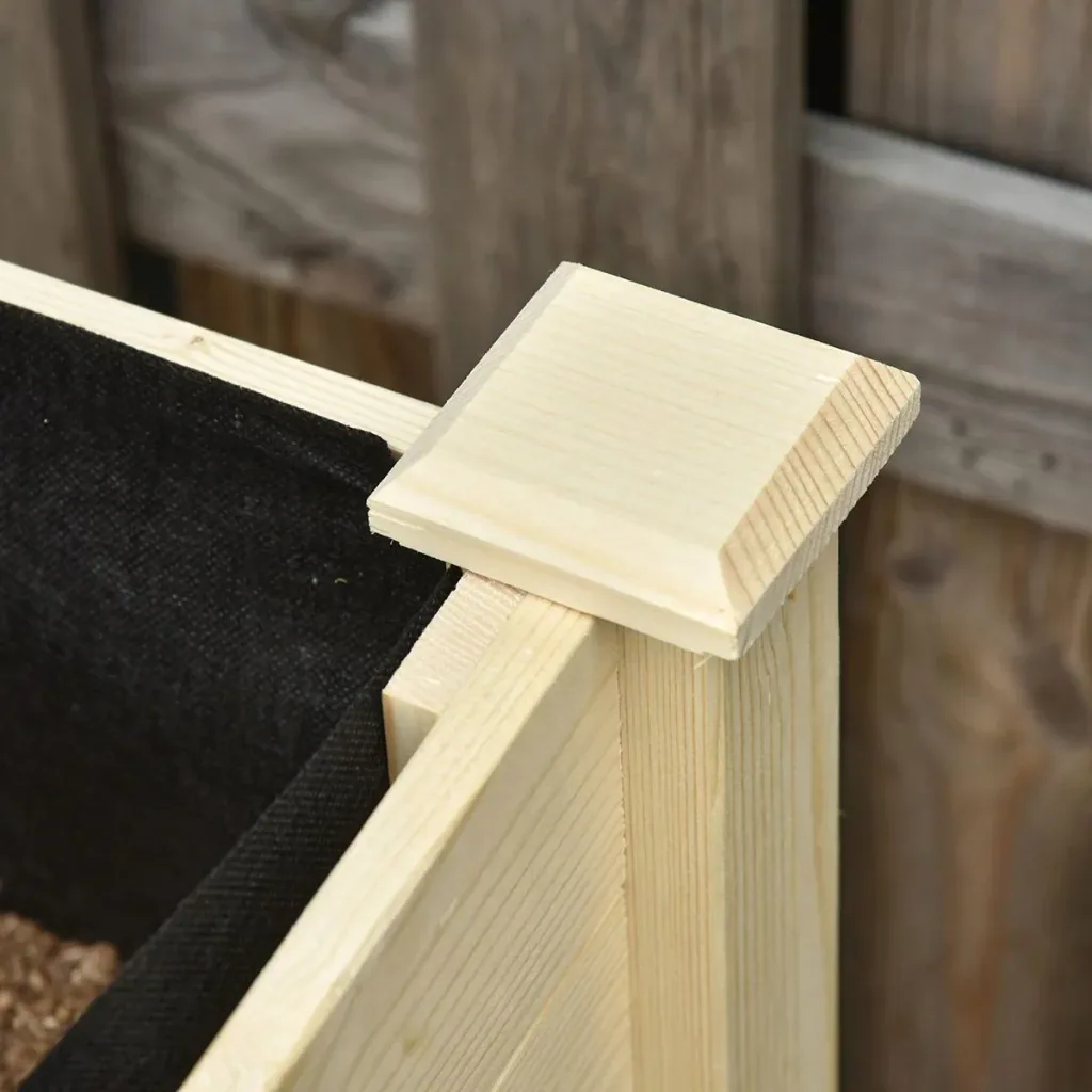 Raised bed with wheels and natural shelf