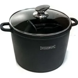 Marbled deep fryer with glass lid black 24cm