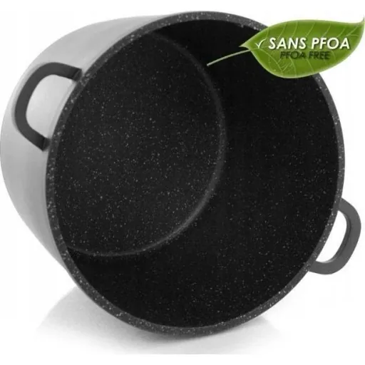 Marbled deep fryer with glass lid black 24cm