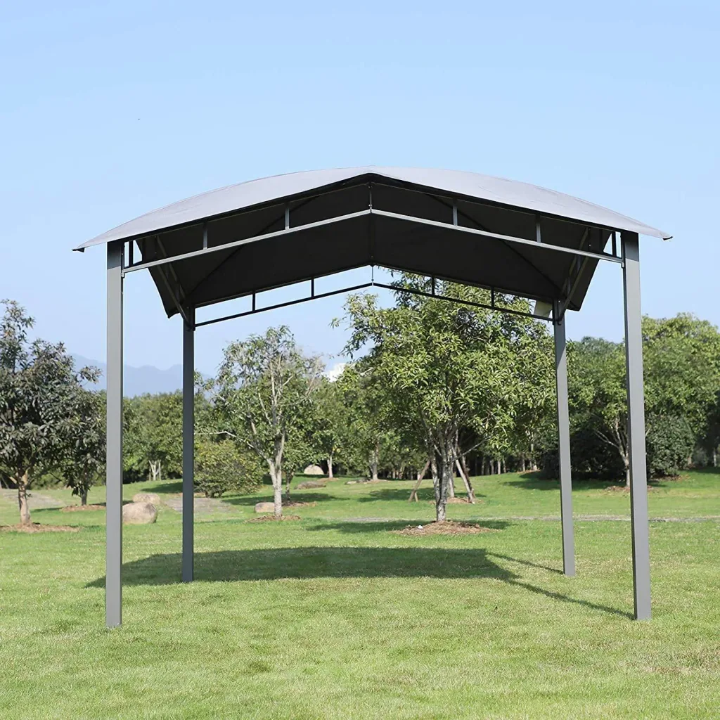 Garden tent with geometric canopy