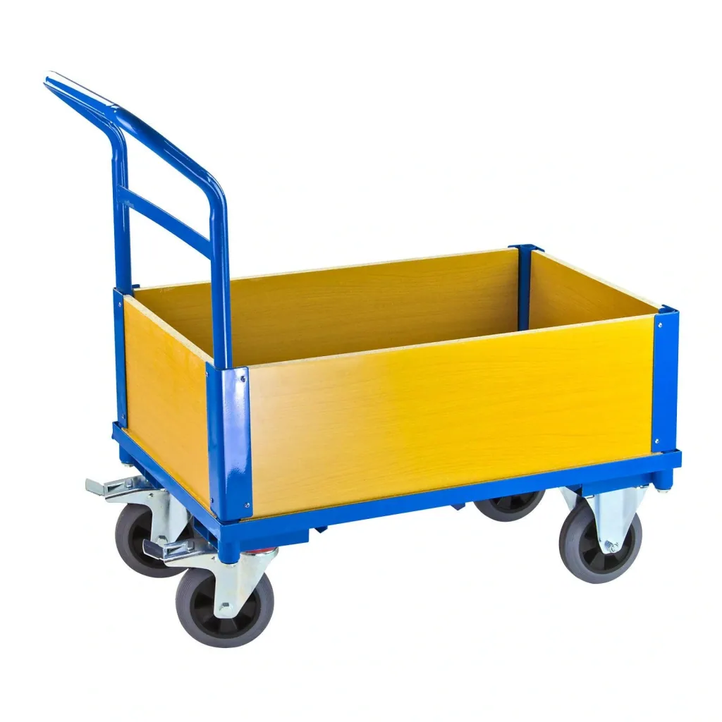 Transport trolley with 4 wooden walls