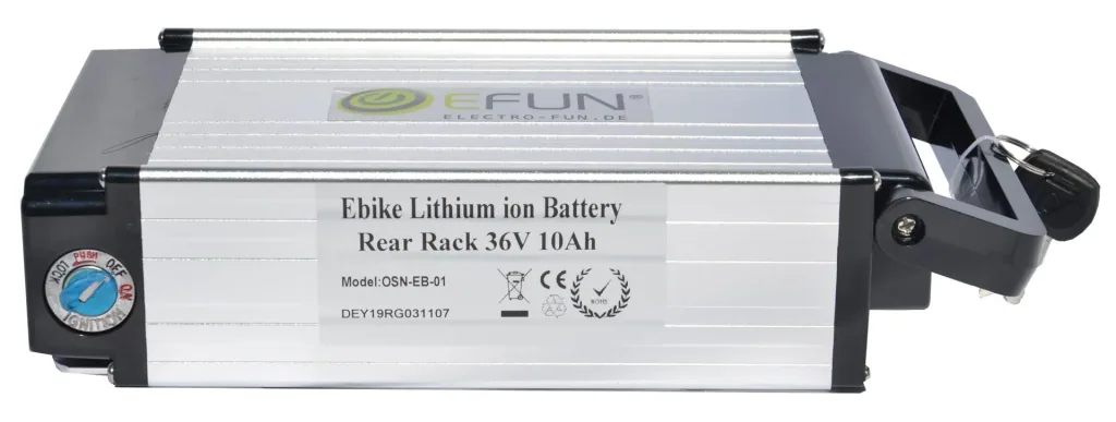 Lithium Ion Battery 36 Volt 10 Ah REAR RACK E-Bike E-FUN