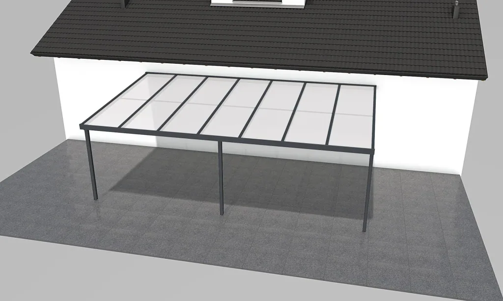 Patio roof Premium, anthracite, 7120 x 4060 mm - Polycarbonate multi-wall sheets 16 mm, opal