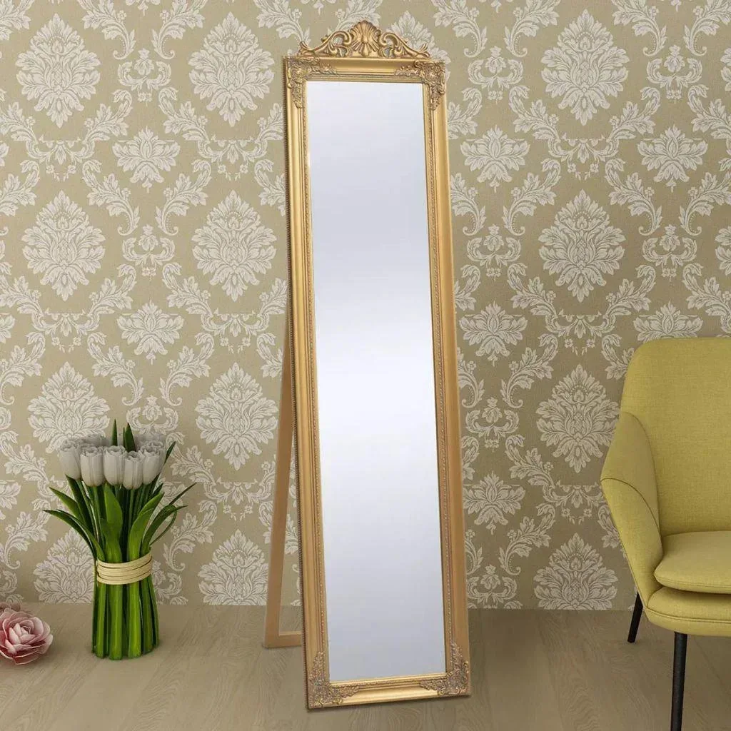 Freestanding mirror Baroque 160x40cm gold