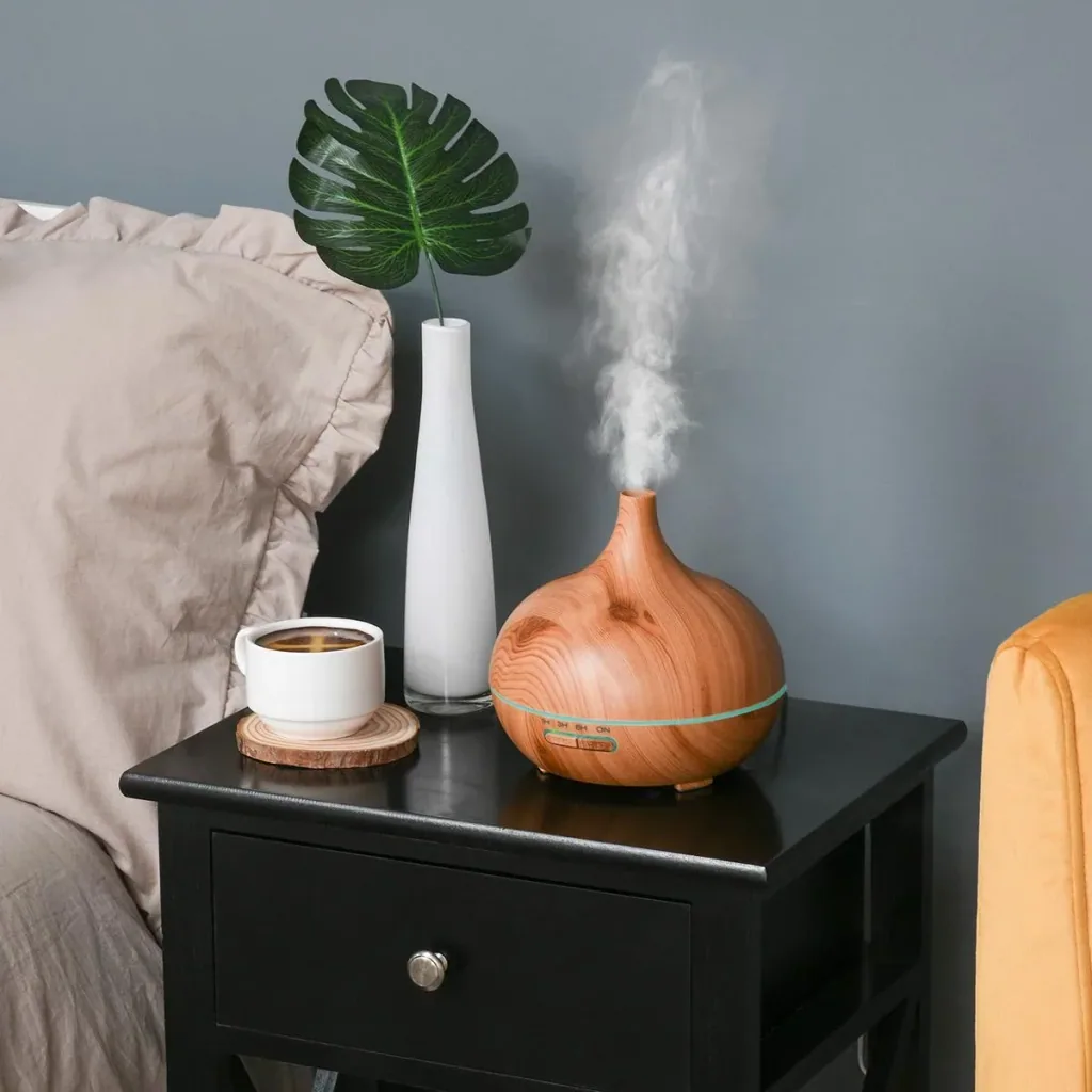 Aroma Diffuser Humidifier with 7 Colors LED Lights for Home Office Bedroom Essential Oils 400 ml Natural