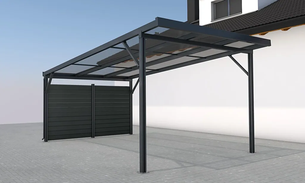Side wall for carports, anthracite, 2.96 x 1.86 m, WPC boards dark grey