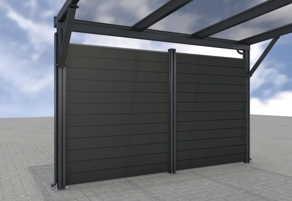 Side wall for carports, anthracite, 2.96 x 1.86 m, WPC boards dark grey