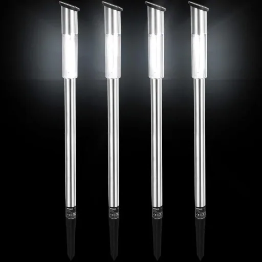 LED solar lamp set of 4 - path lighting - garden lighting - with twilight sensor
