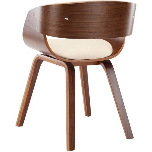 Dining chair bent wood and faux leather cream