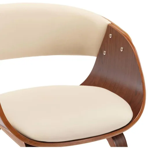 Dining chair bent wood and faux leather cream