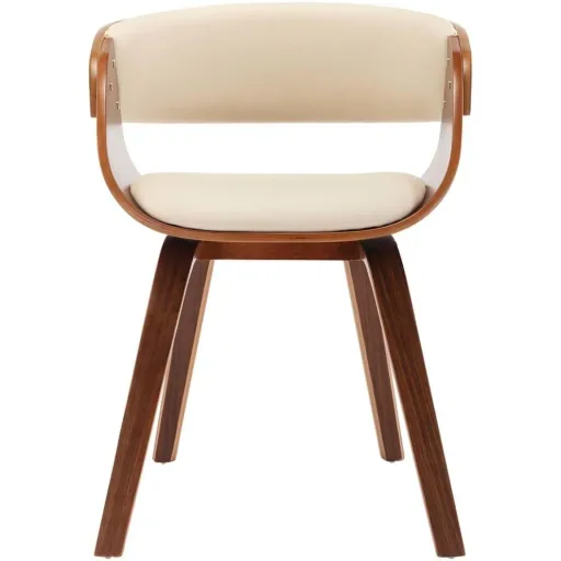 Dining chair bent wood and faux leather cream