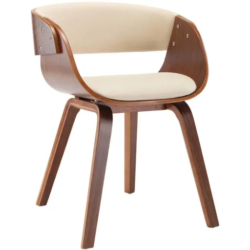Dining chair bent wood and faux leather cream