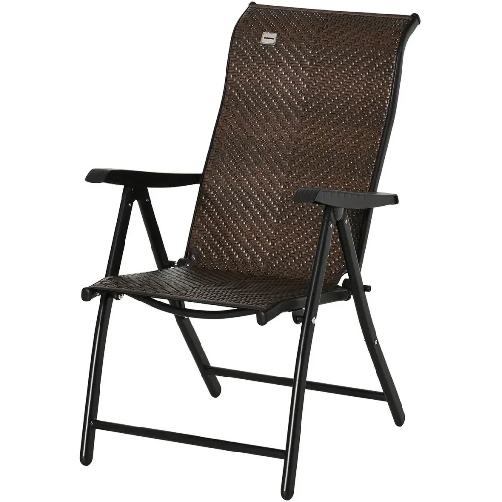 Rattan garden chair foldable brown