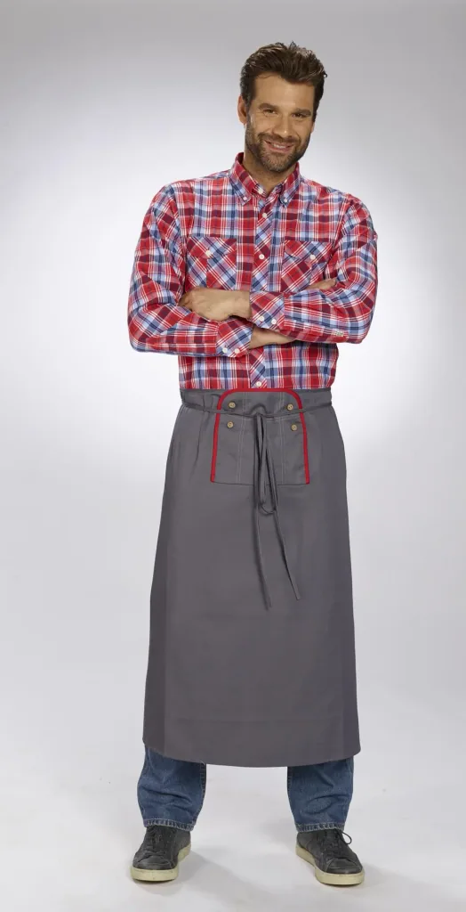Apron for men, color gray/red, one size