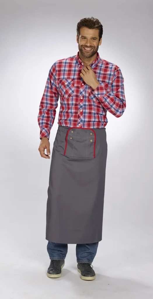Apron for men, color gray/red, one size