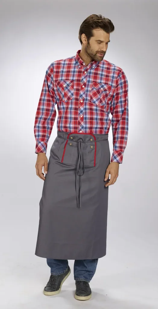 Apron for men, color gray/red, one size