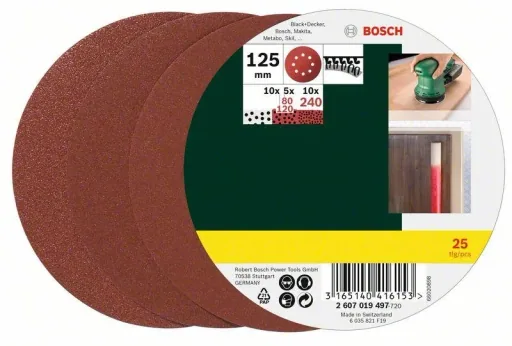 Sanding sheet set for eccentric sanders, 25 pieces