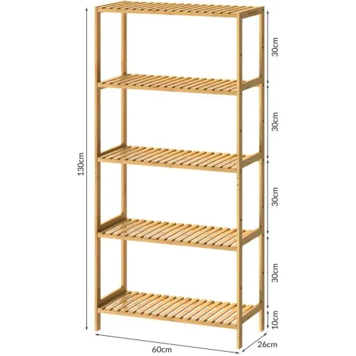 Bathroom shelf 5 shelves height adjustable 130x60x26cm