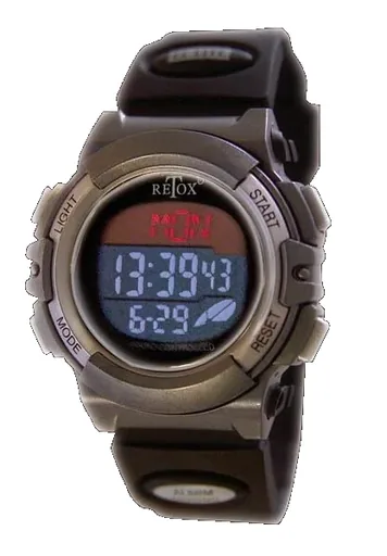 "RETOX" radio-controlled LCD wristwatch with alarm, stopwatch + date display, 3ATM