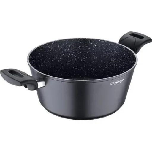 Cheffinger 10-piece pan set - marble coating - black