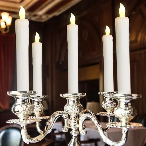 LED candle set of 4 Ø2.1cm including candle holder