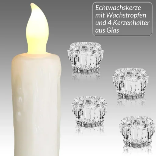 LED candle set of 4 Ø2.1cm including candle holder