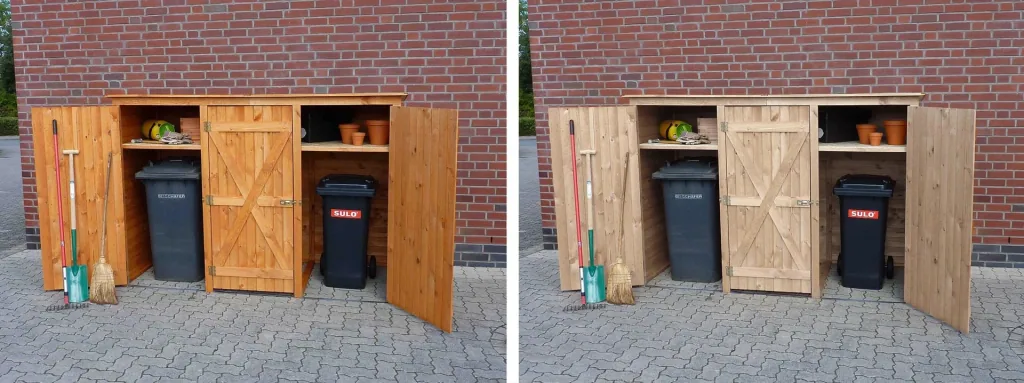 Garbage can cabinet with 3 doors