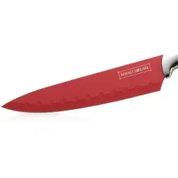 6-piece knife set with knife block - stainless steel - red