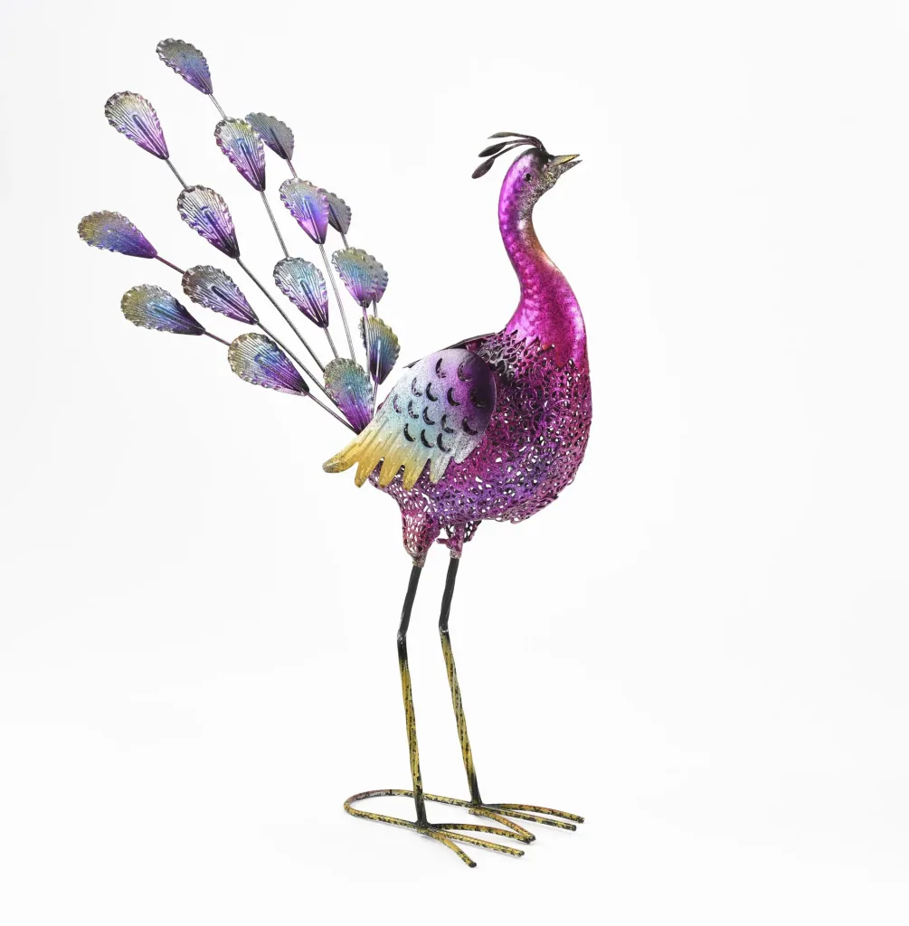 Metal decoration peacock Bonnie with LED solar lighting