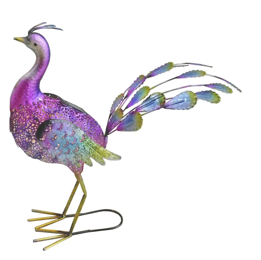 Metal decoration peacock Bonnie with LED solar lighting