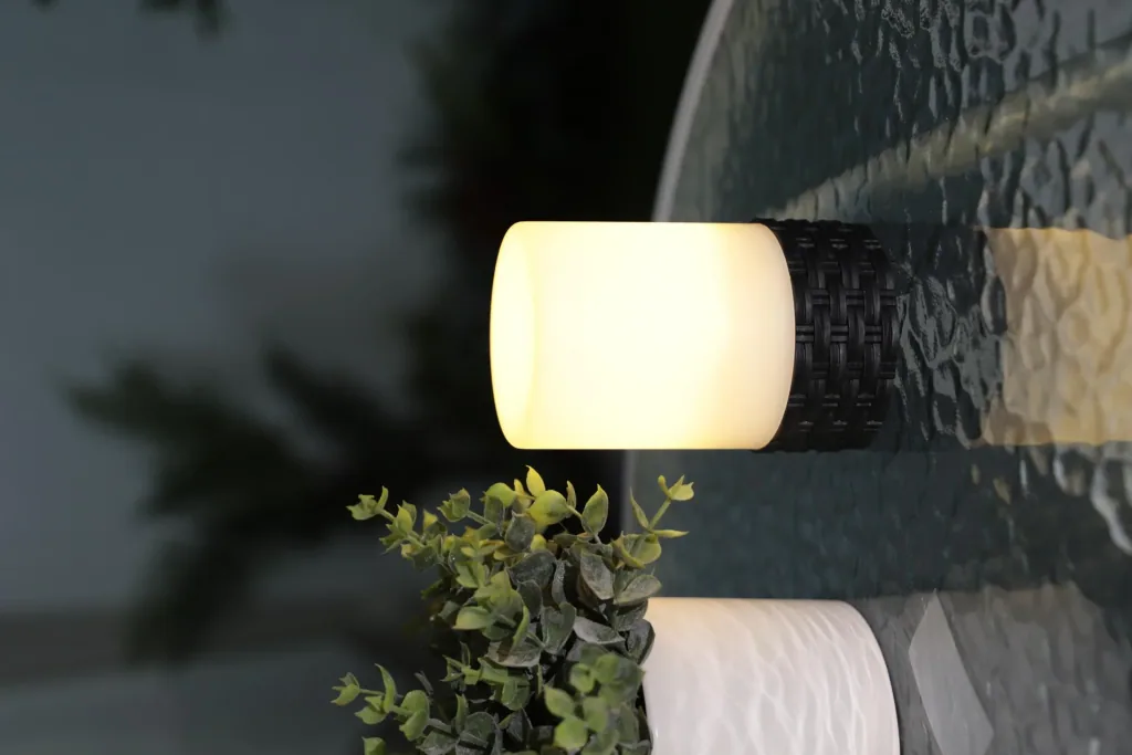 LED solar rattan table lamp set of 2
