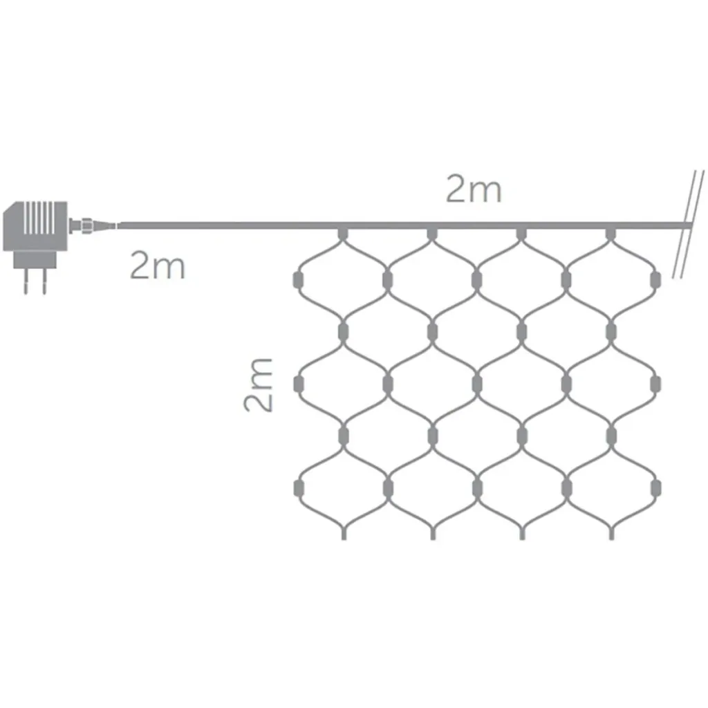 Vellight Net Lighting - 2x2m - 144 LEDs - Cool White - Indoor and Outdoor