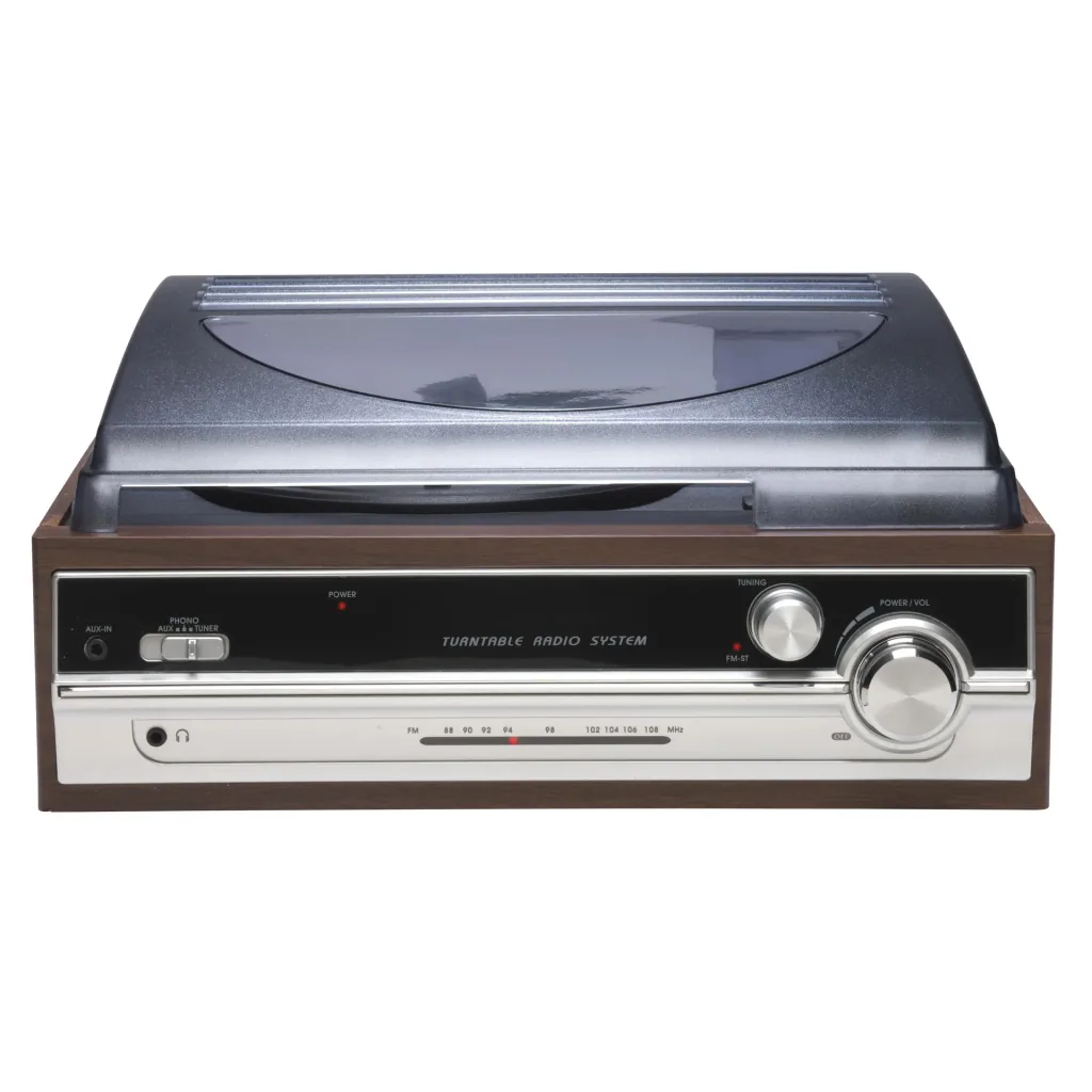 Retro record player with FM radio and built-in speakers