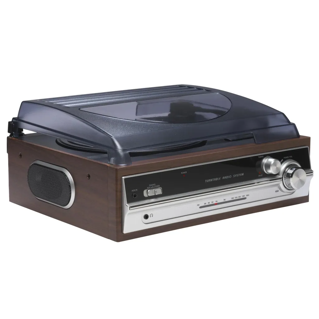 Retro record player with FM radio and built-in speakers