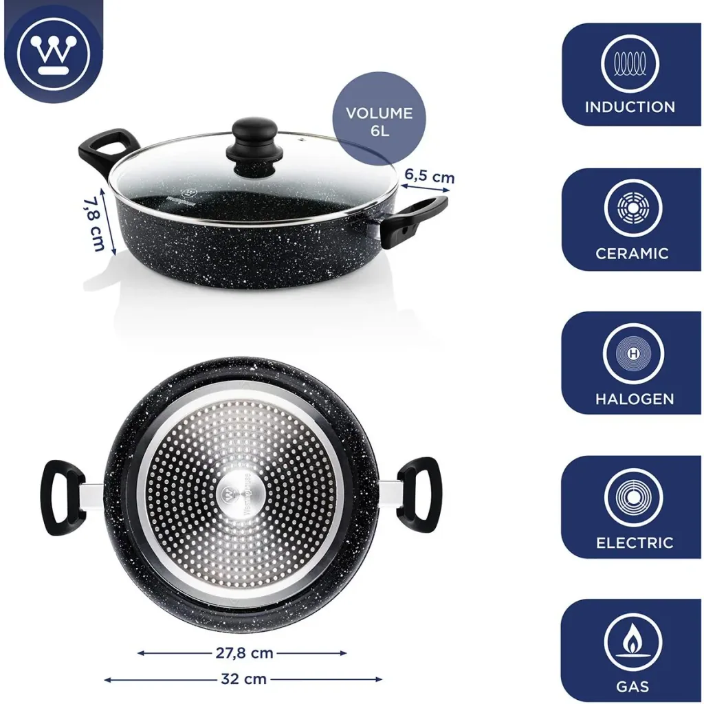 Black Marble Frying Pan - 32 cm