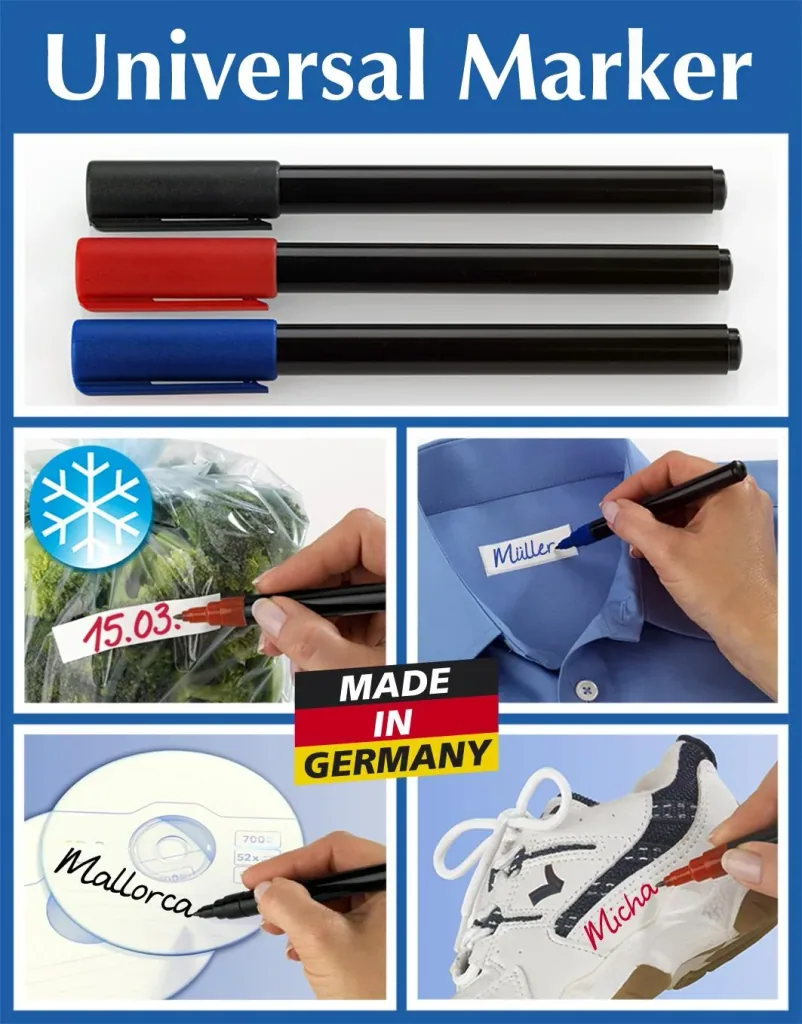 Universal marker pens, red, blue, black, 3 pieces
