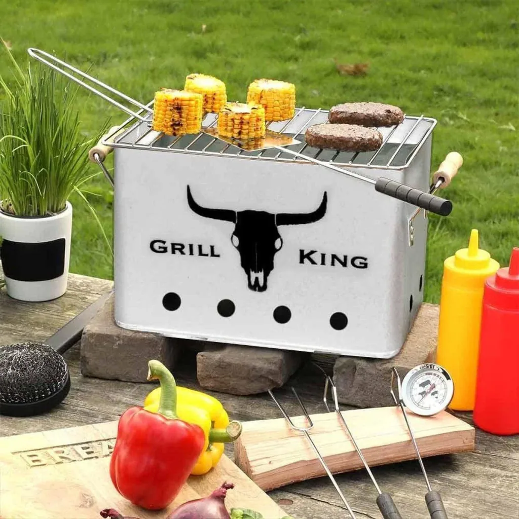 Grill King Charcoal Grill Rectangle - Silver - 32x20x20 cm