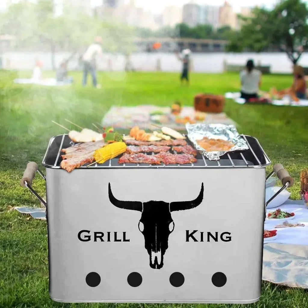 Grill King Charcoal Grill Rectangle - Silver - 32x20x20 cm